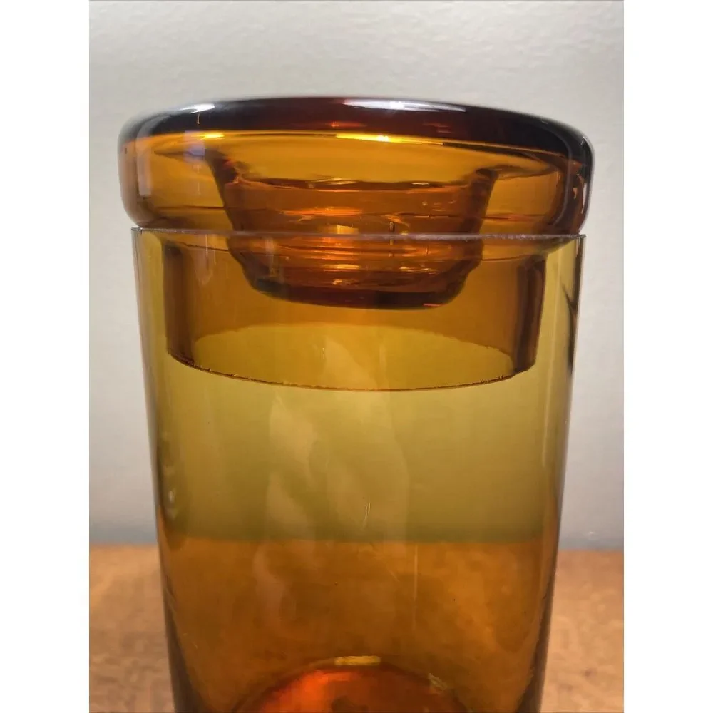 Home America Amber Glass With‎ Lid, Retro Style 5